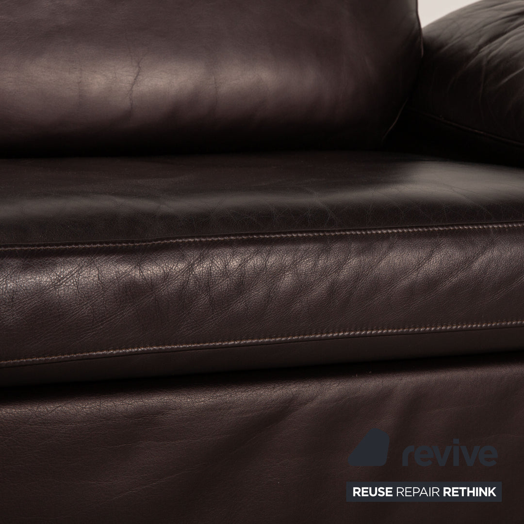 Rolf Benz 3300 leather sofa Aubergine two-seater couch