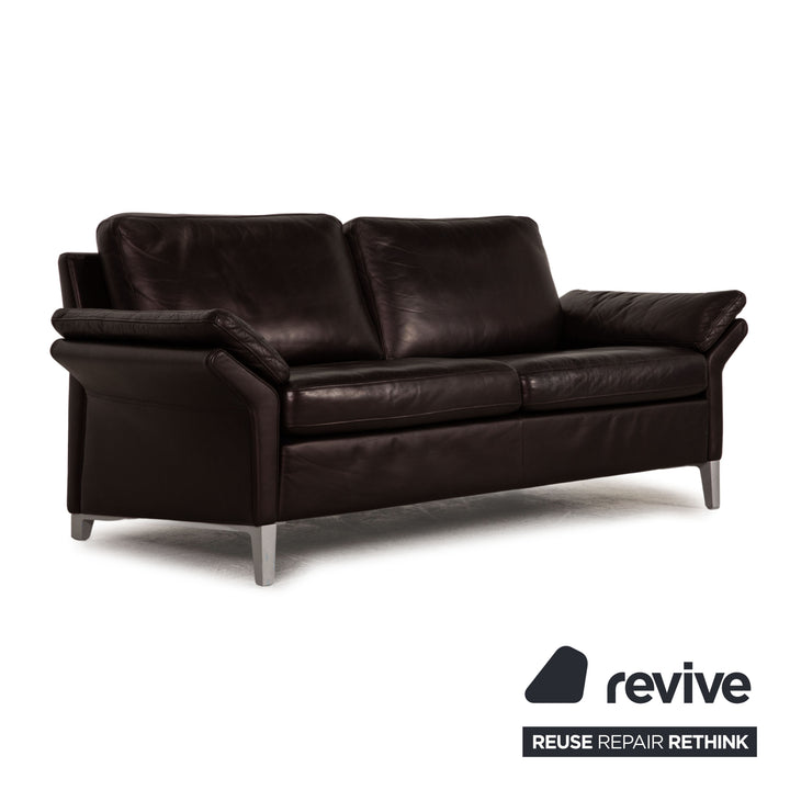 Rolf Benz 3300 leather sofa Aubergine two-seater couch
