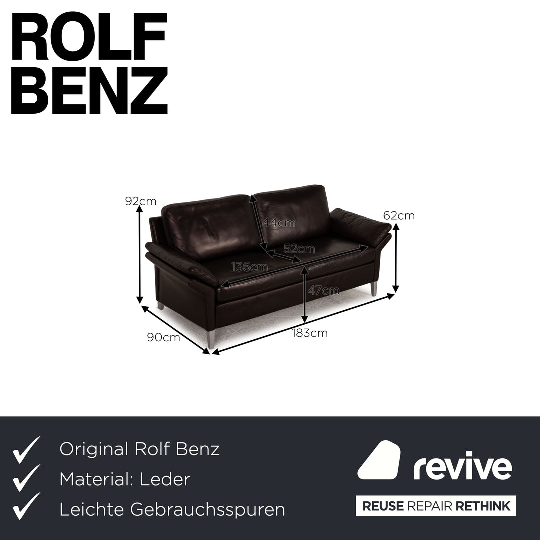 Rolf Benz 3300 leather sofa Aubergine two-seater couch