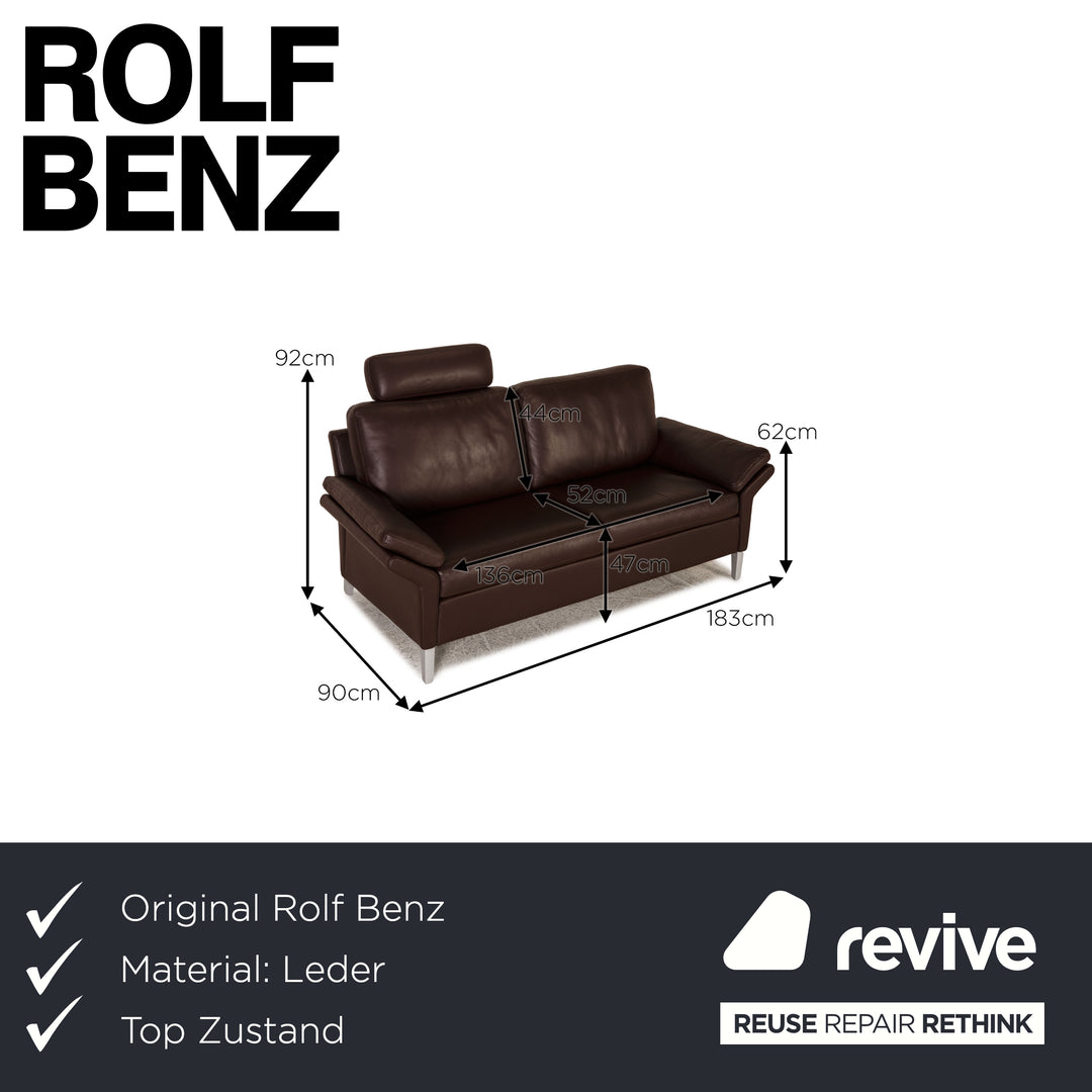 Rolf Benz 3300 leather sofa brown two-seater couch