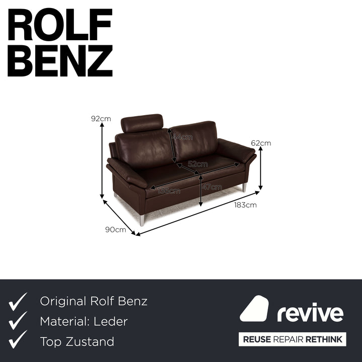 Rolf Benz 3300 leather sofa brown two-seater couch