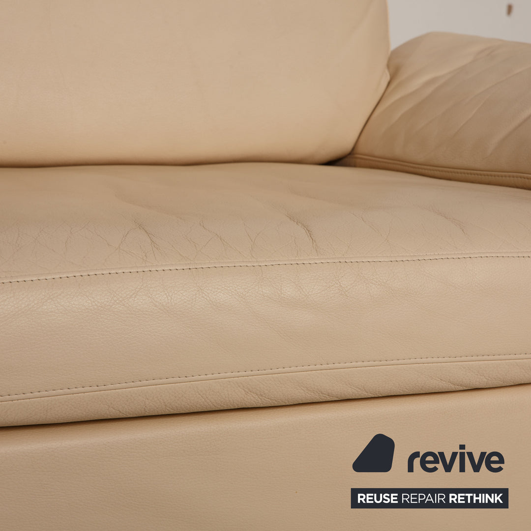 Rolf Benz 3300 Leder Sofa Creme Dreisitzer Couch