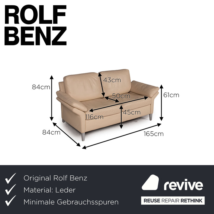 Rolf Benz 3300 Leder Sofa Creme Zweisitzer Couch