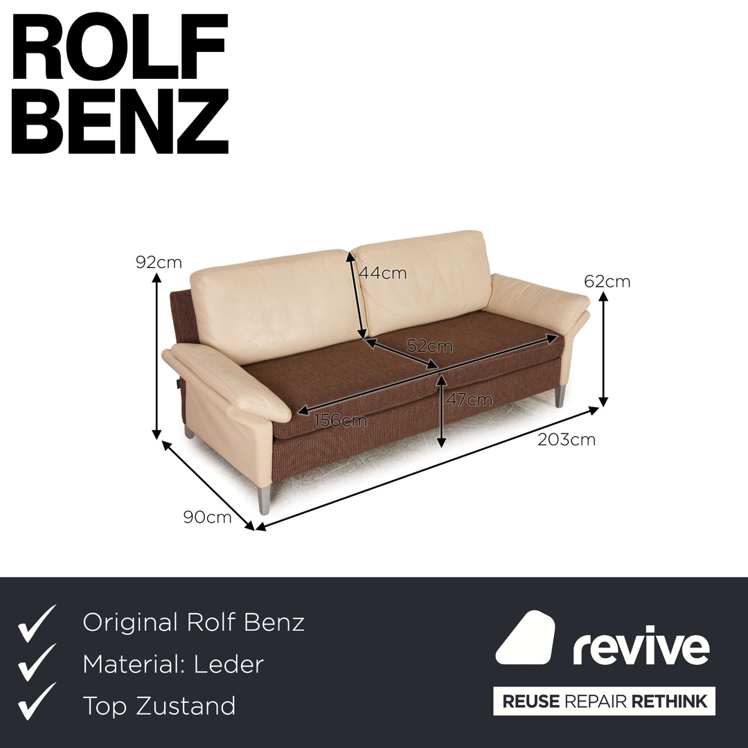 Rolf Benz 3300 Leder Sofa Creme Zweisitzer Stoff Couch Neubezug