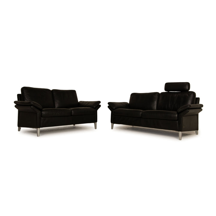 Rolf Benz 3300 leather sofa set black two-seater couch