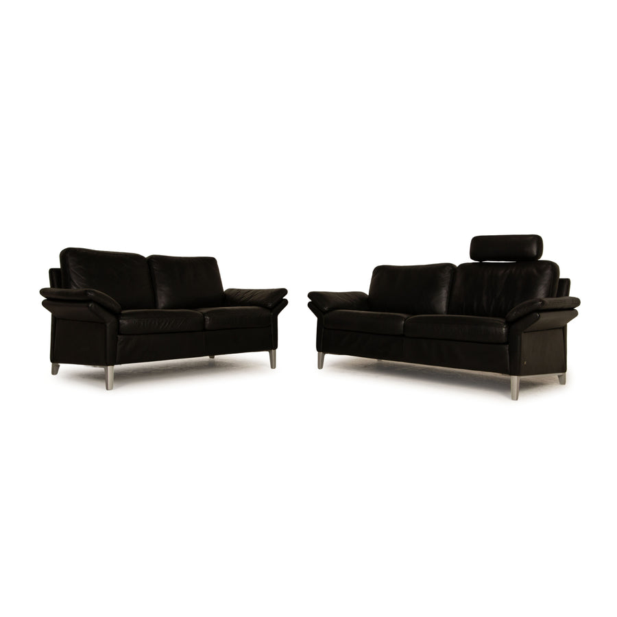 Rolf Benz 3300 leather sofa set black two-seater couch