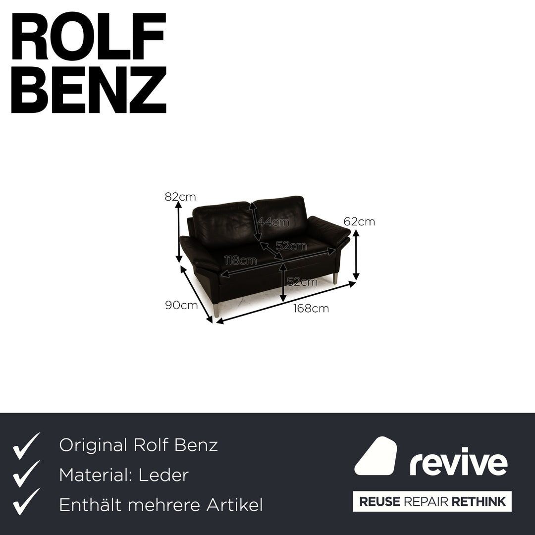 Rolf Benz 3300 leather sofa set black two-seater couch