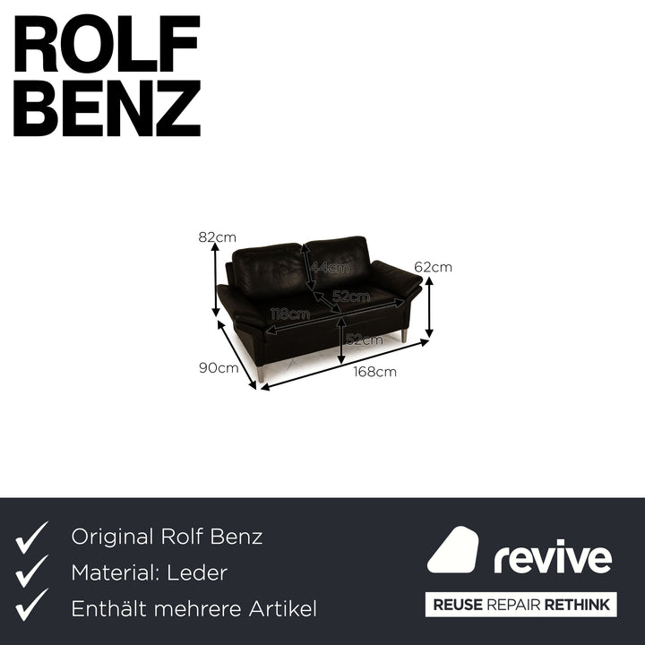 Rolf Benz 3300 leather sofa set black two-seater couch
