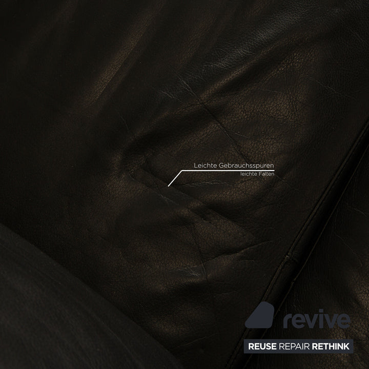 Rolf Benz 3300 leather sofa set black two-seater couch