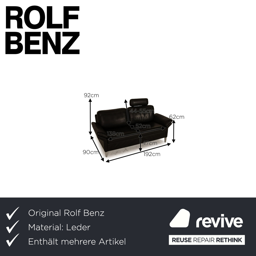 Rolf Benz 3300 leather sofa set black two-seater couch