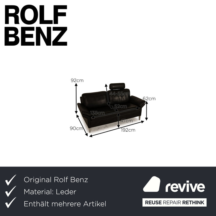 Rolf Benz 3300 leather sofa set black two-seater couch