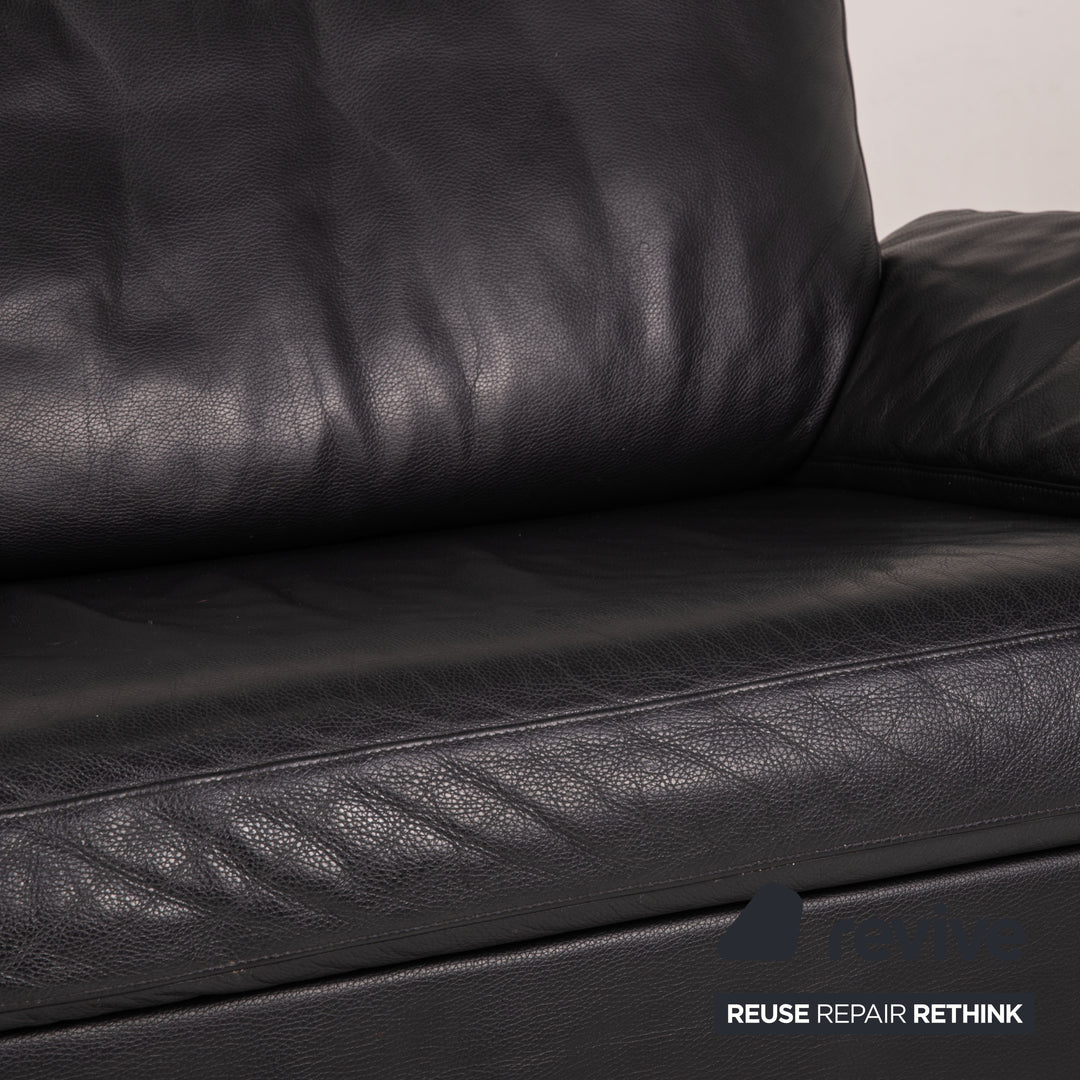 Rolf Benz 3300 Leder Sofa Schwarz Zweisitzer Couch