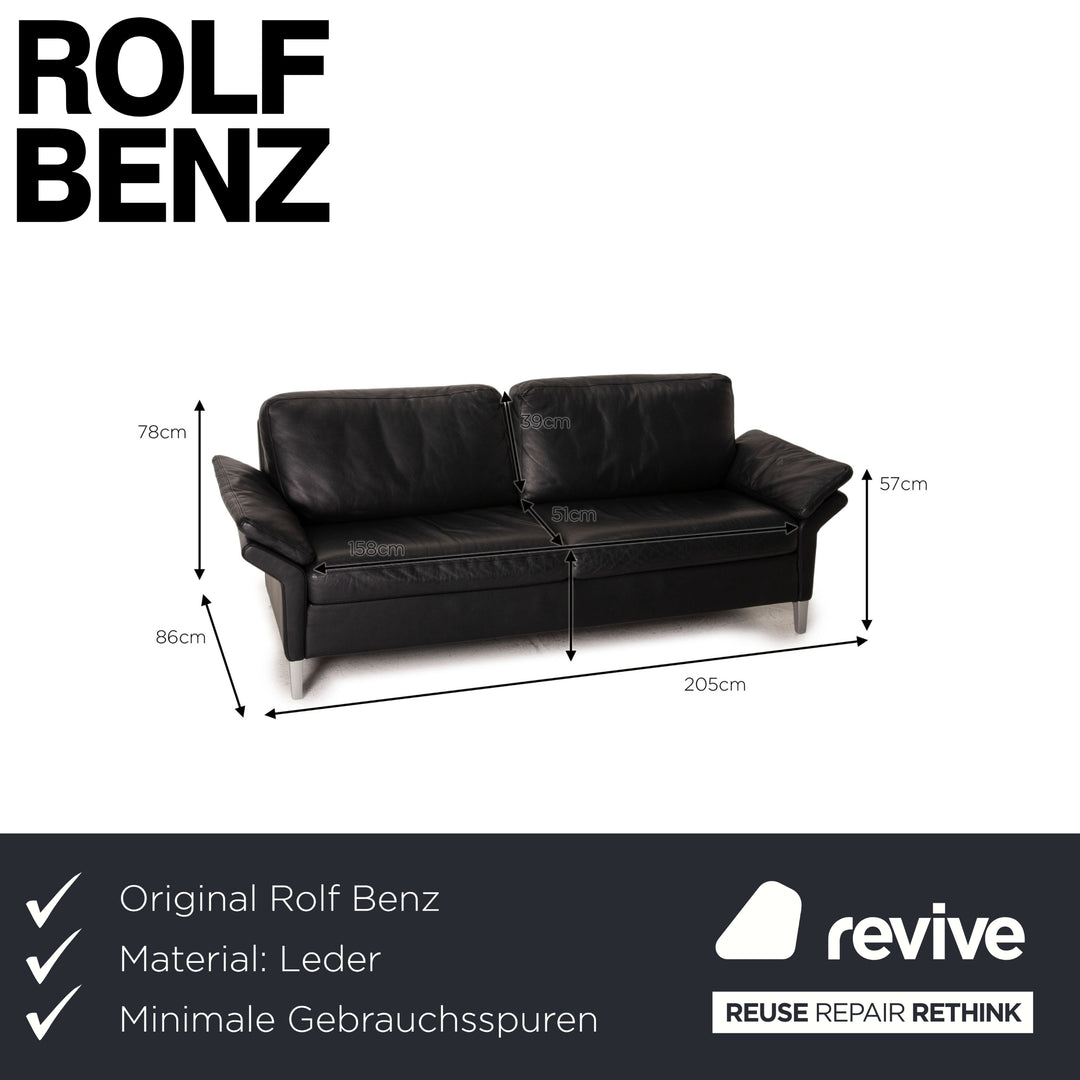 Rolf Benz 3300 Leder Sofa Schwarz Zweisitzer Couch