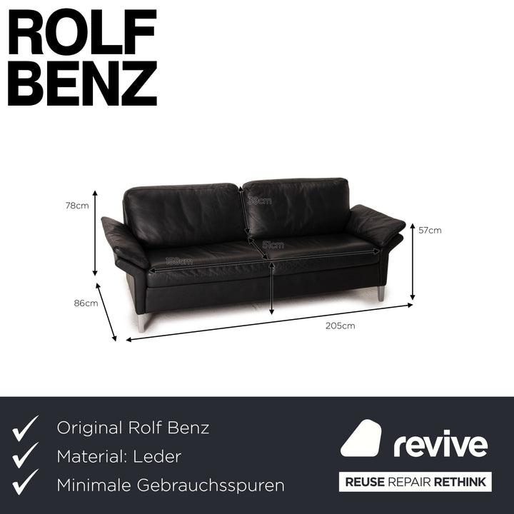 Rolf Benz 3300 Leder Sofa Schwarz Zweisitzer Couch