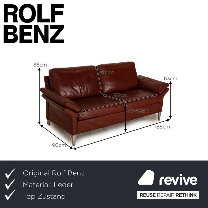 Rolf Benz 3300 leather two-seater red sofa couch