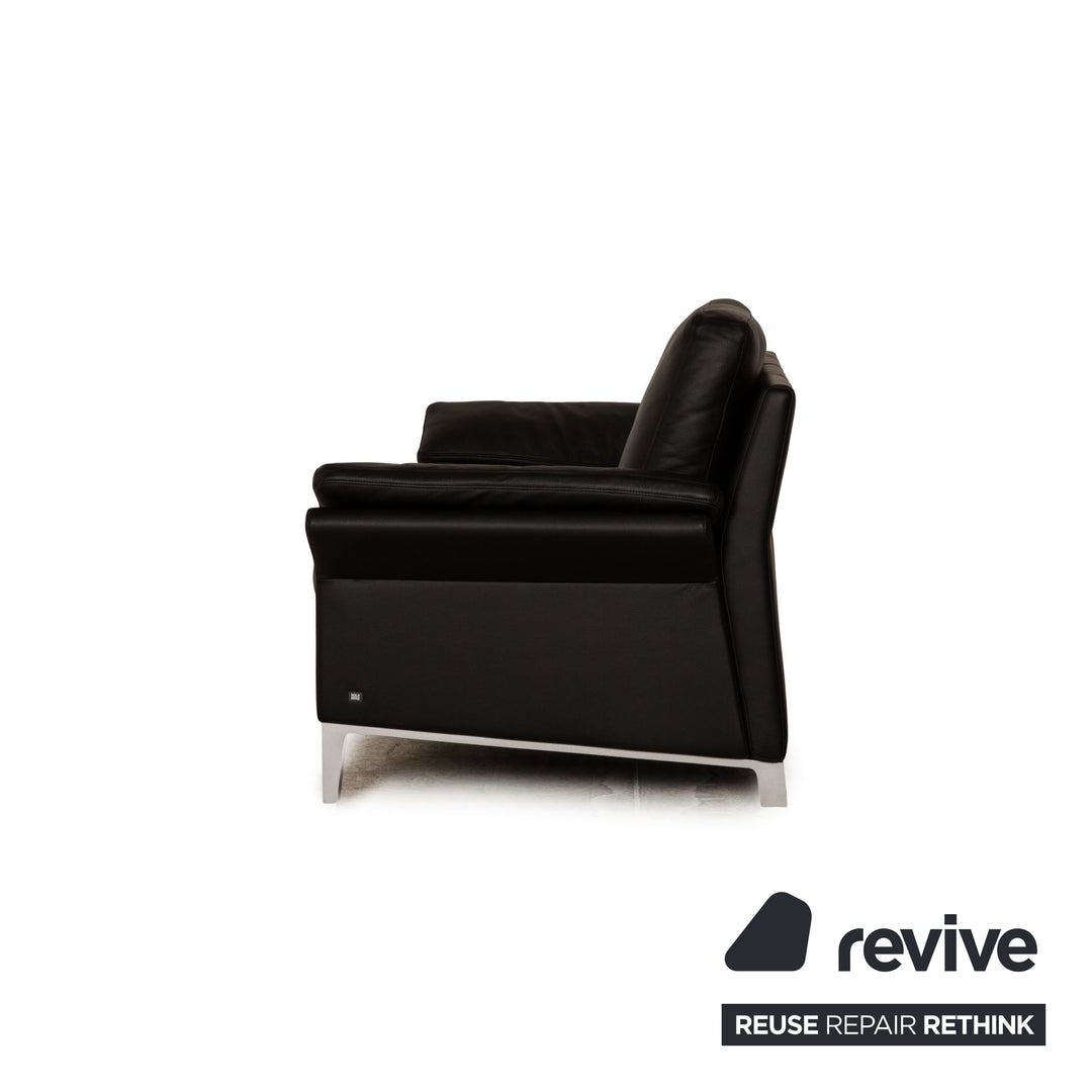 Rolf Benz 3300 leather two-seater black sofa couch
