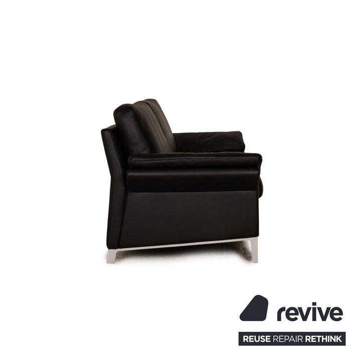 Rolf Benz 3300 leather two-seater black sofa couch