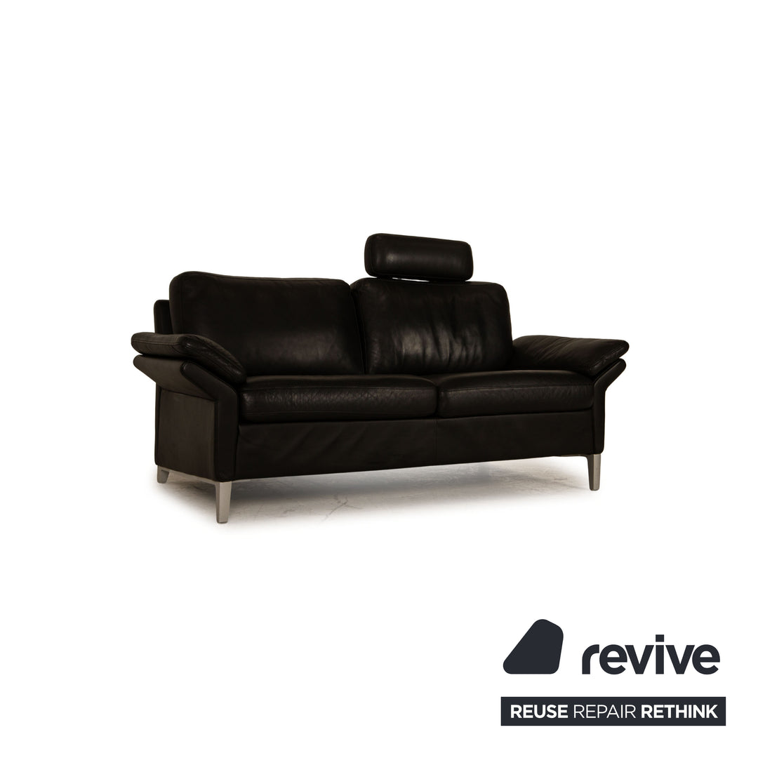 Rolf Benz 3300 leather two-seater black sofa couch