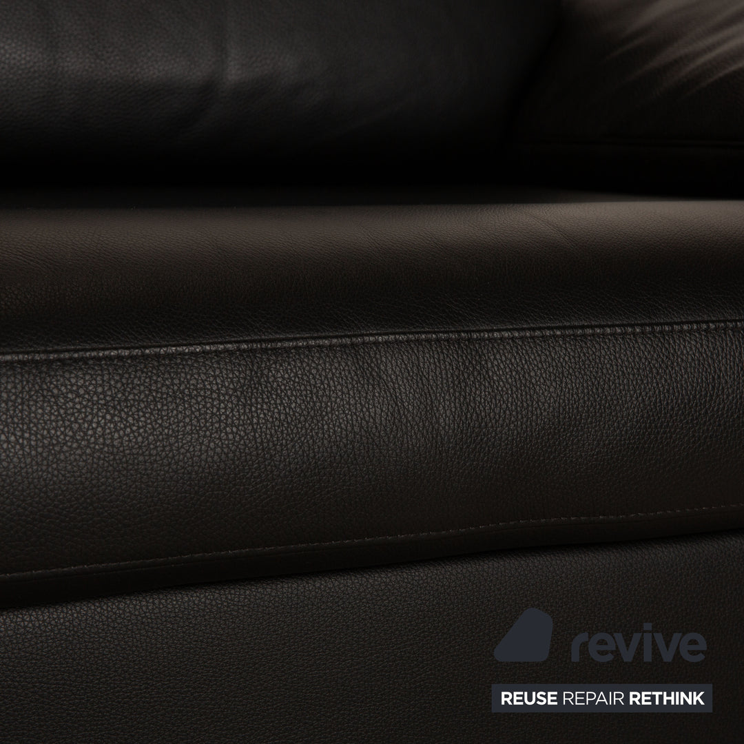 Rolf Benz 3300 leather two-seater black sofa couch