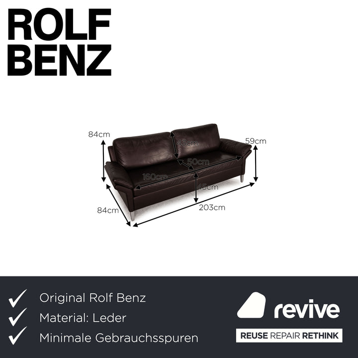 Rolf Benz 3330 leather three-seater brown sofa couch