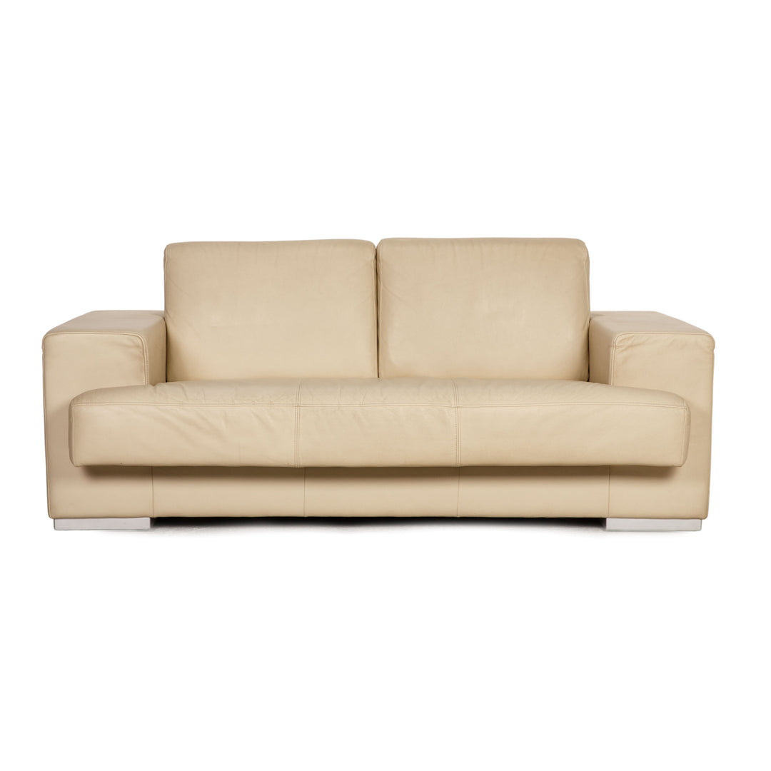 Rolf Benz 3400 leather two-seater cream sofa couch