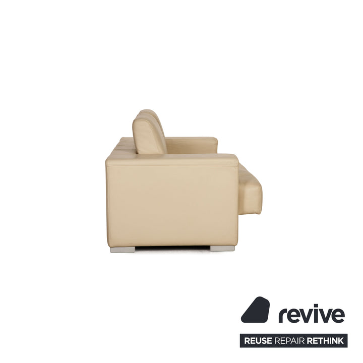 Rolf Benz 3400 leather two-seater cream sofa couch
