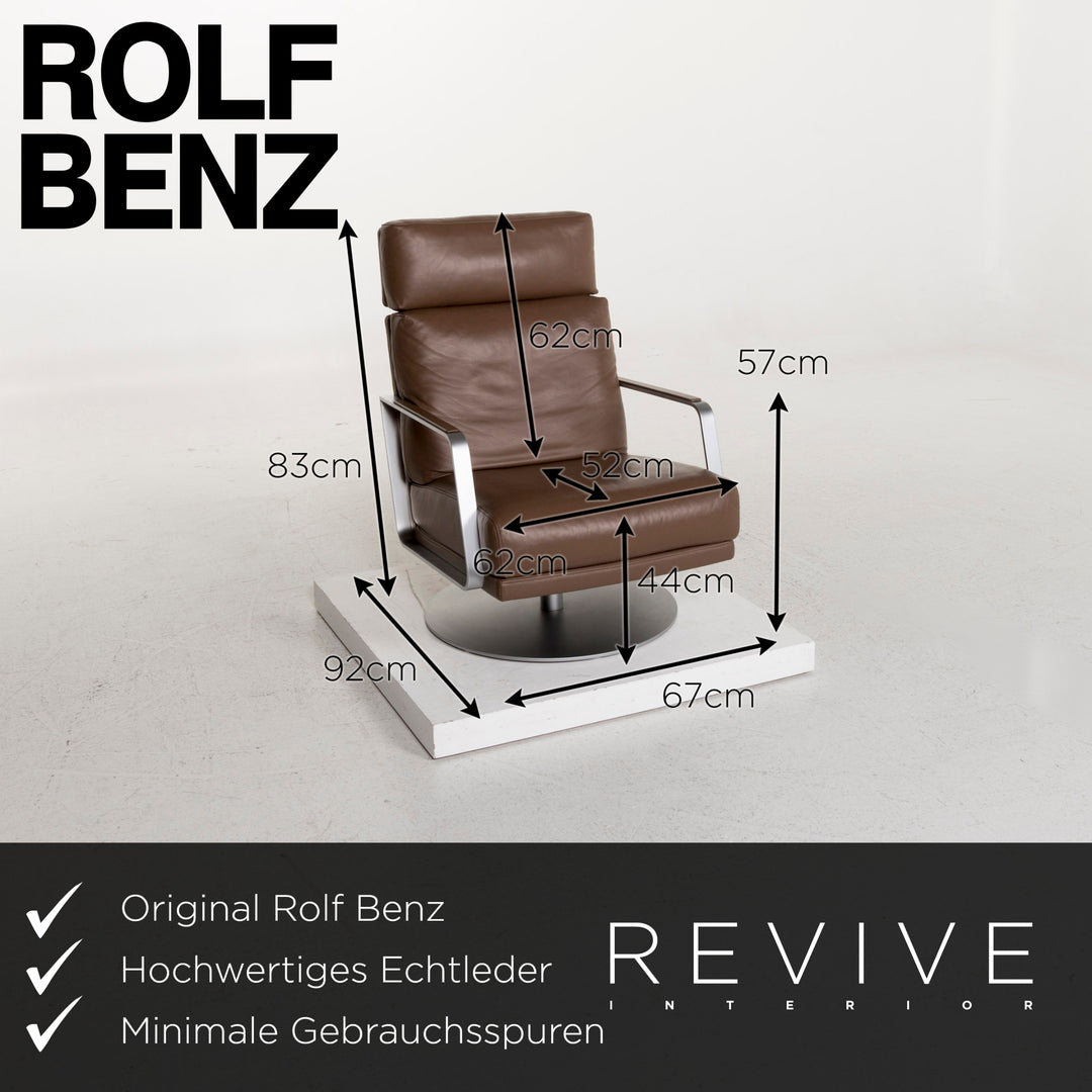Rolf Benz 345 leather armchair brown including stool #13147