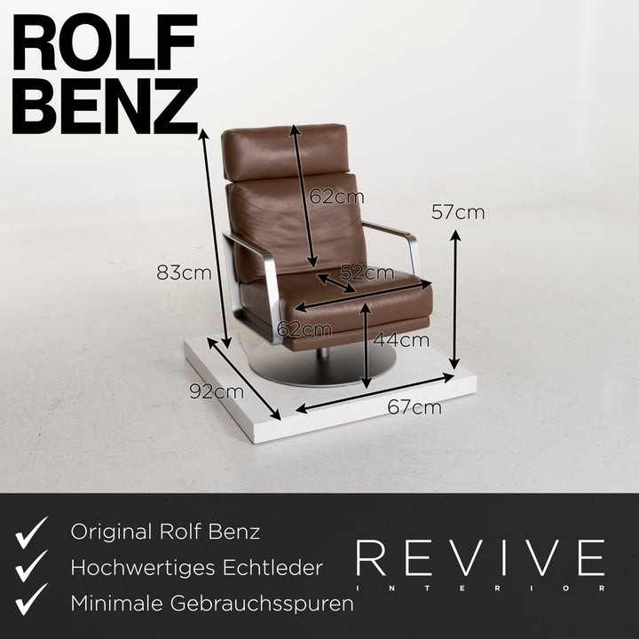 Rolf Benz 345 leather armchair brown including stool #13147