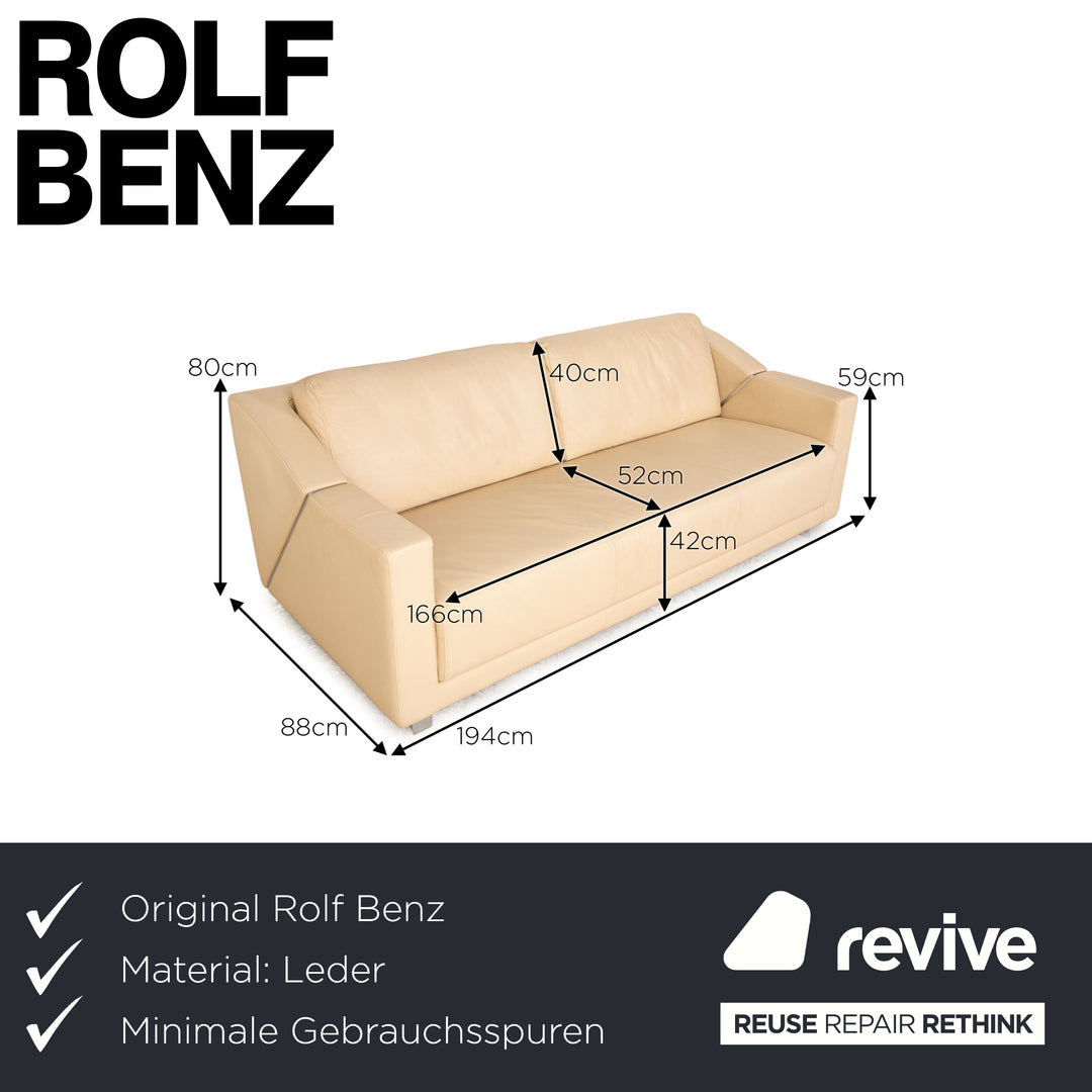 Rolf Benz 350 Leder Dreisitzer Sofa Couch Beige