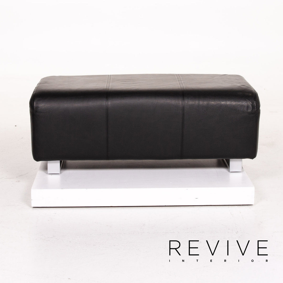 Rolf Benz 350 Leather Stool Black Ottoman #13964