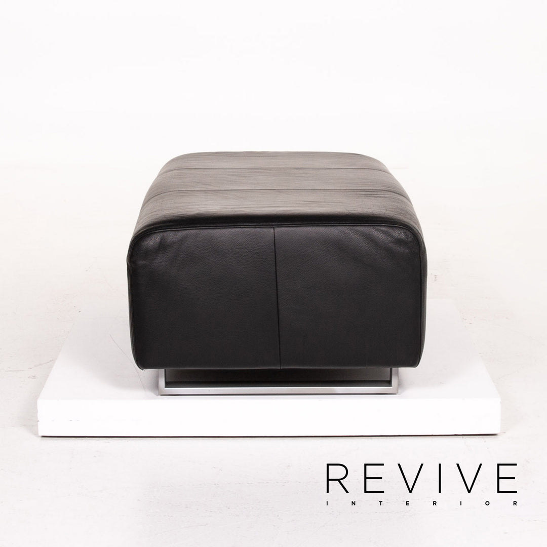 Rolf Benz 350 Leather Stool Black Ottoman #13964