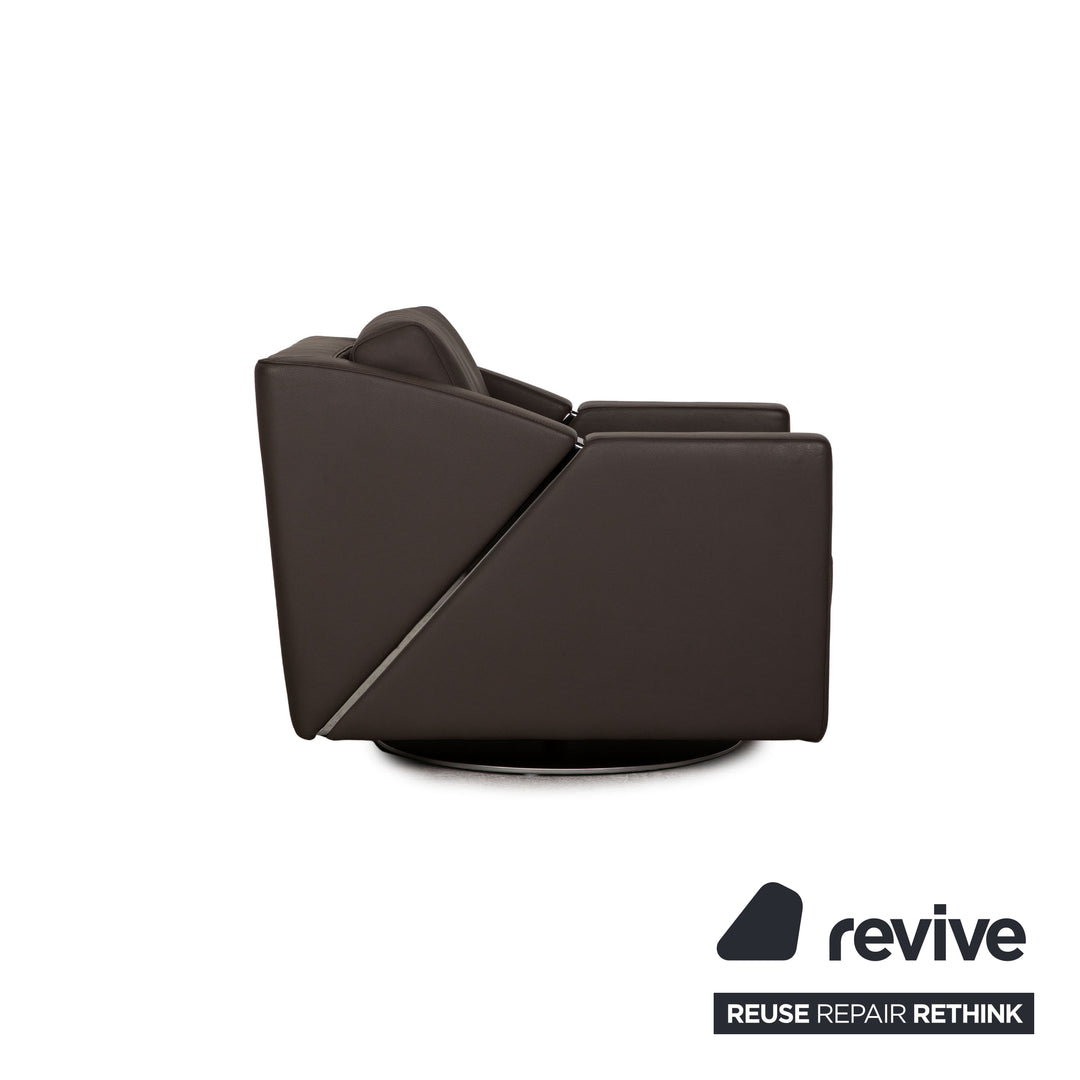 Rolf Benz 350 leather armchair Gray swivel armchair