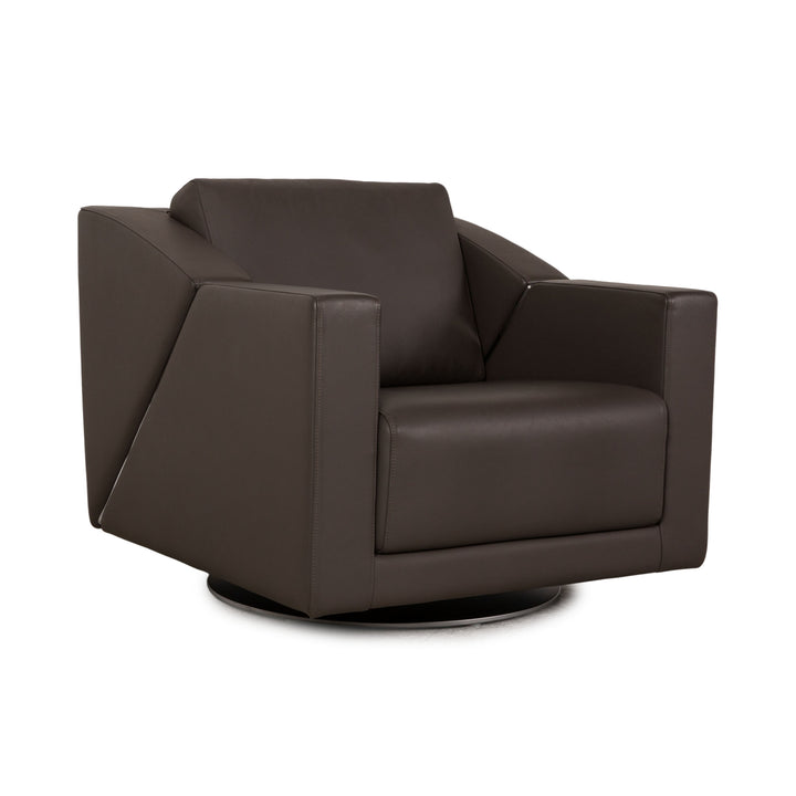 Rolf Benz 350 leather armchair Gray swivel armchair
