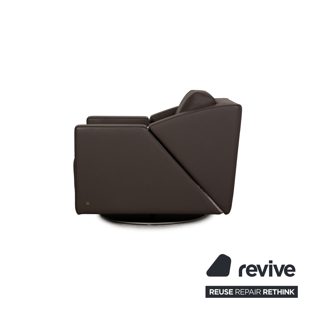 Rolf Benz 350 leather armchair Gray swivel armchair