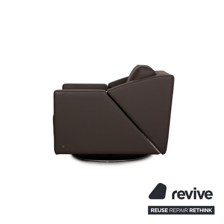 Rolf Benz 350 leather armchair Gray swivel armchair