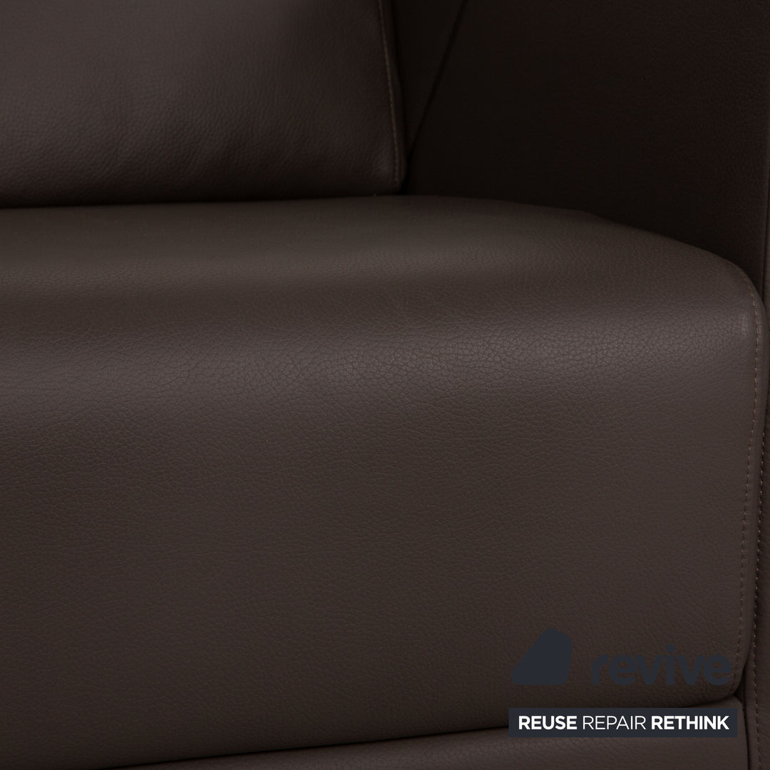 Rolf Benz 350 leather armchair Gray swivel armchair