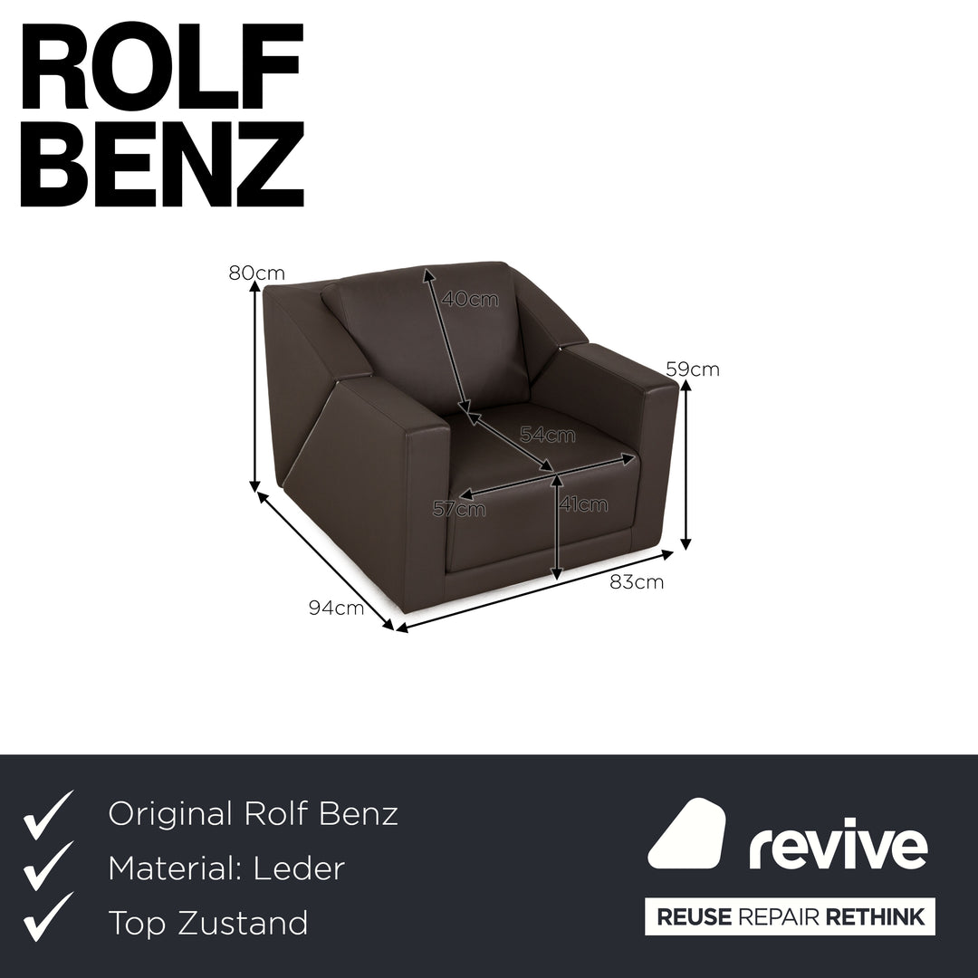 Rolf Benz 350 leather armchair Gray swivel armchair
