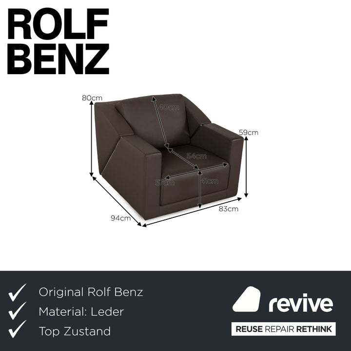 Rolf Benz 350 leather armchair Gray swivel armchair