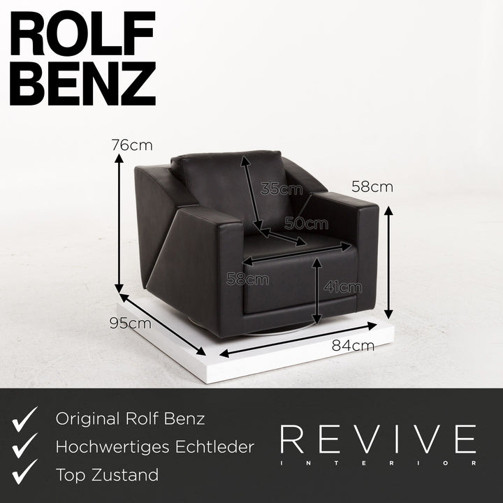 Rolf Benz 350 Leder Sessel Schwarz #13138