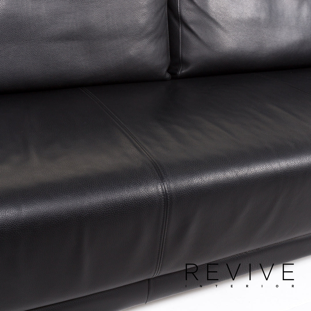 Rolf Benz 350 Leder Sofa Garnitur Schwarz 1x Zweisitzer 1x Sessel #13420