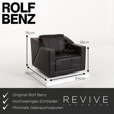 Rolf Benz 350 Leder Sofa Garnitur Schwarz 1x Zweisitzer 1x Sessel #13420