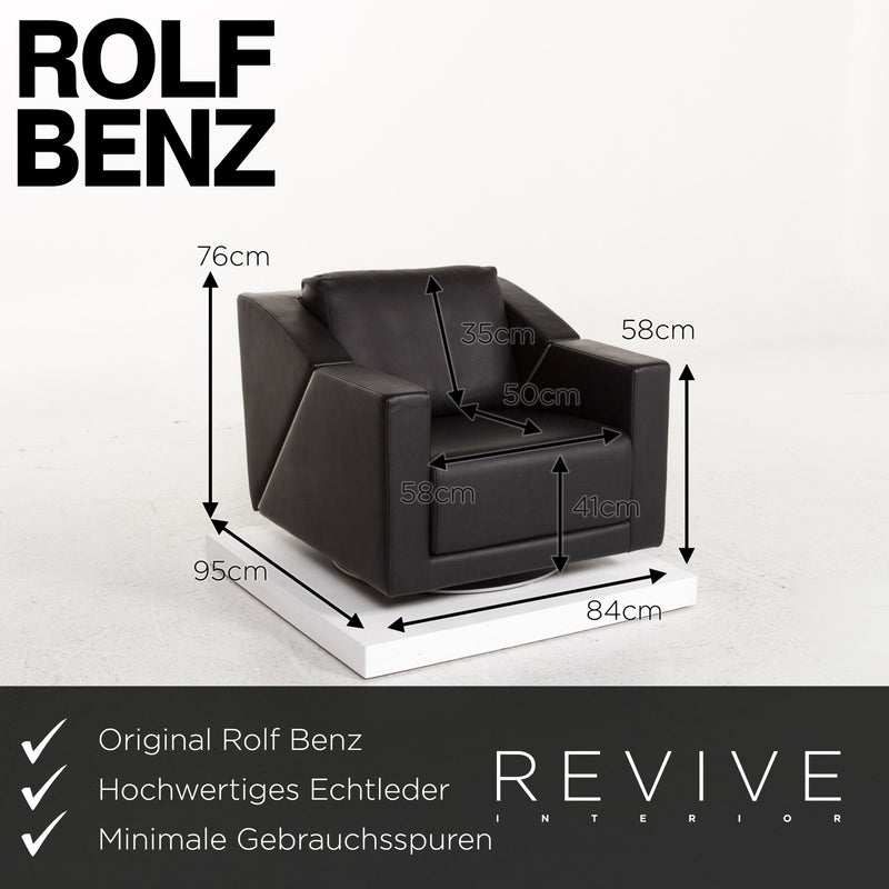 Rolf Benz 350 Leder Sofa Garnitur Schwarz 1x Zweisitzer 1x Sessel 