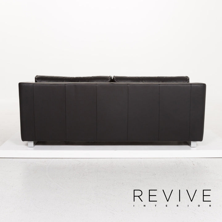 Rolf Benz 350 Leder Sofa Garnitur Schwarz 1x Zweisitzer 1x Sessel #13420