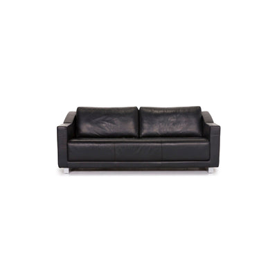 Rolf Benz 350 Leder Sofa Garnitur Schwarz Dreisitzer Couch #12258