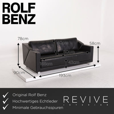 Rolf Benz 350 Leder Sofa Garnitur Schwarz Dreisitzer Couch #12258