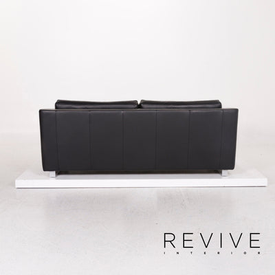 Rolf Benz 350 Leder Sofa Garnitur Schwarz Dreisitzer Couch #12258