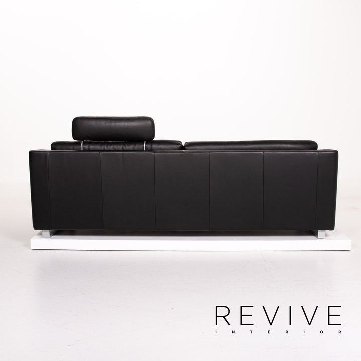 Rolf Benz 350 Leder Sofa Schwarz Dreisitzer Couch #13963