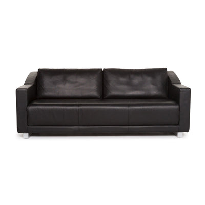 Rolf Benz 350 Leder Sofa Schwarz Zweisitzer Couch #13137