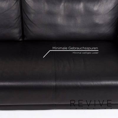 Rolf Benz 350 Leder Sofa Schwarz Zweisitzer Couch #13137