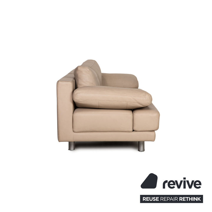 Rolf Benz 355 Leder Sofa Beige Dreisitzer Couch